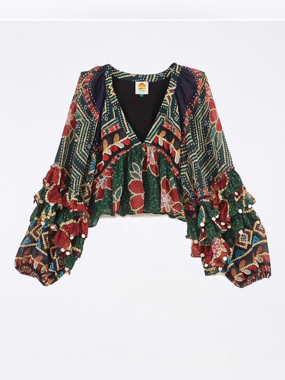 NWT Farm Rio Floral Shine Blouse
